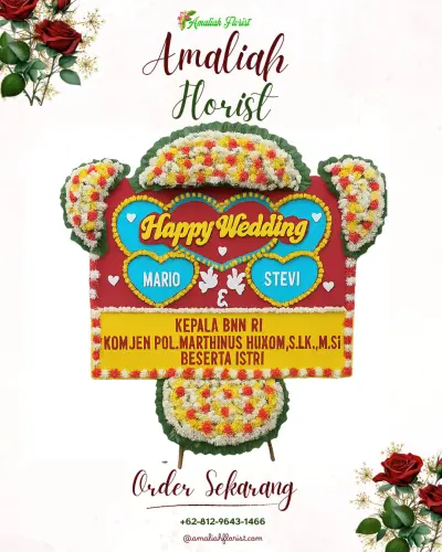 Karangan Papan Bunga Pernikahan di Laha